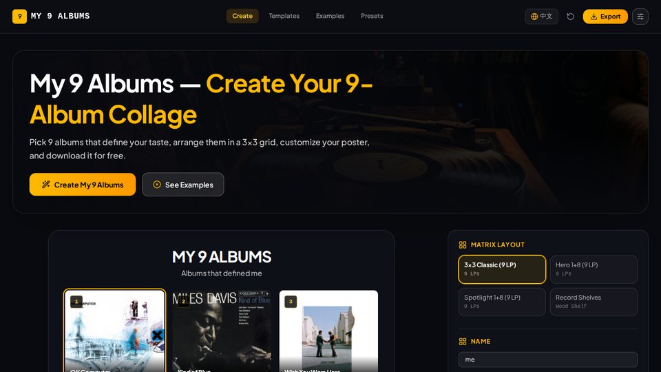 Screenshot of My 9 Albums