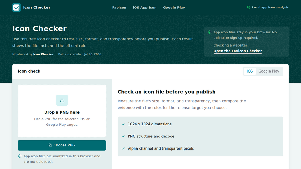 Screenshot of Icon Checker