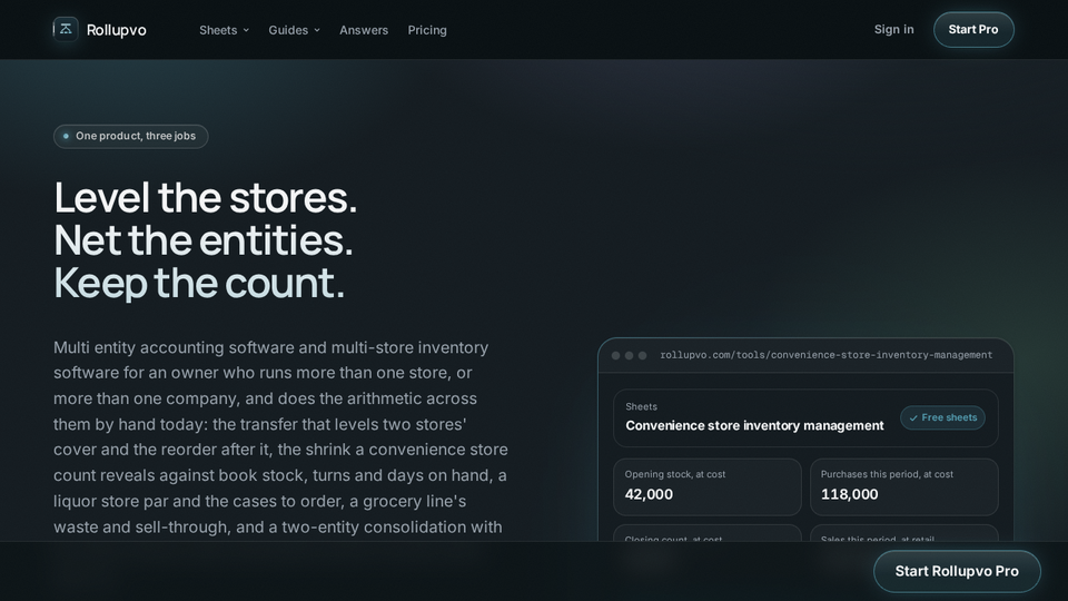 Screenshot of Rollupvo