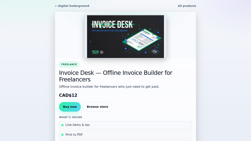 Screenshot of Invoice Desk