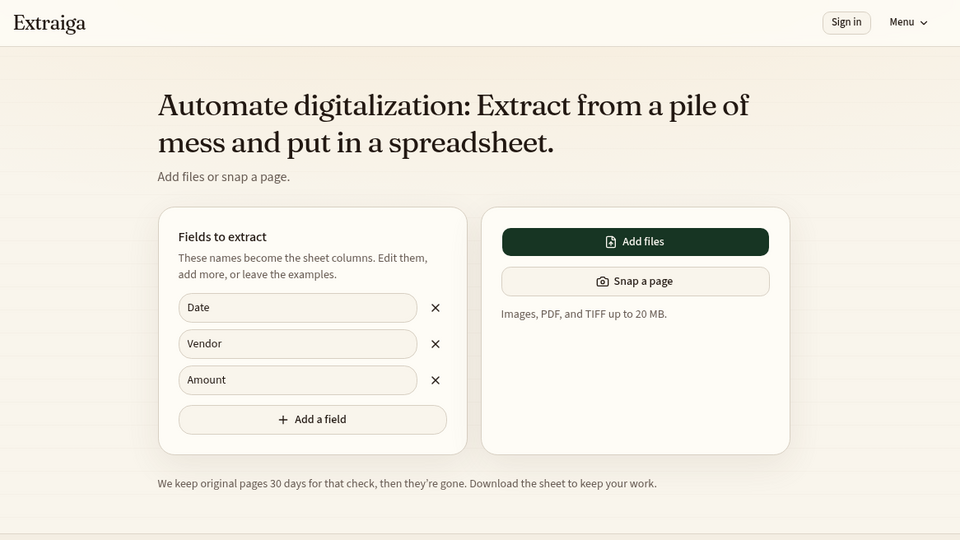 Screenshot of Extraiga