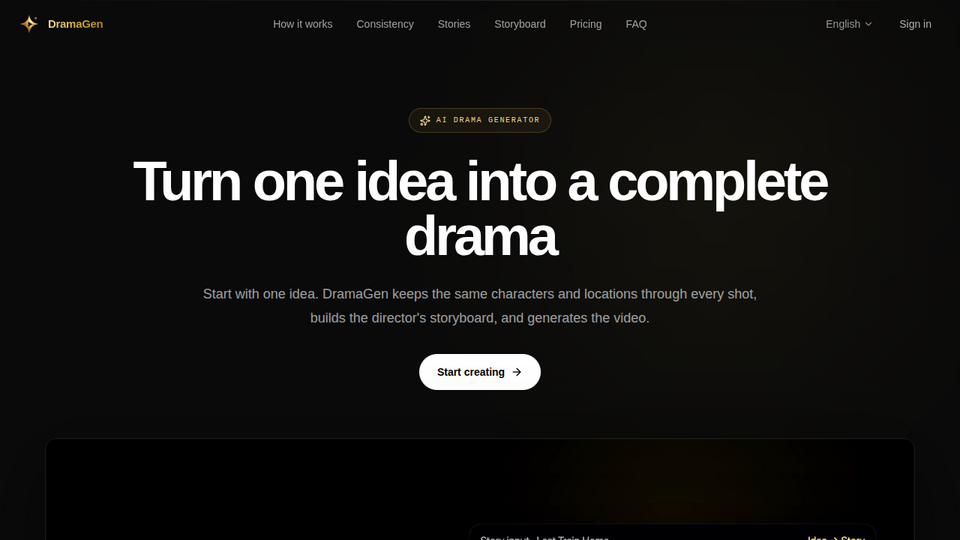 Screenshot of DramaGen