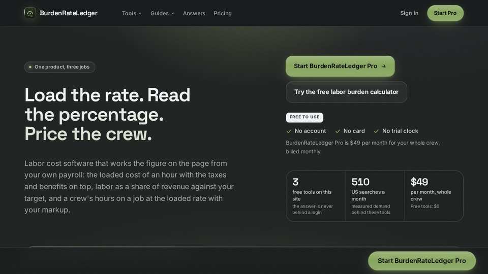 Screenshot of BurdenRateLedger