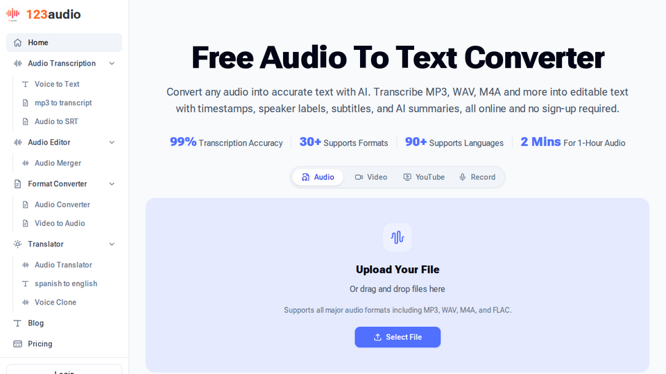 Screenshot of 123audio