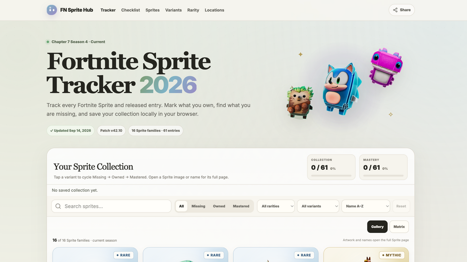 Screenshot of FN Sprite Hub