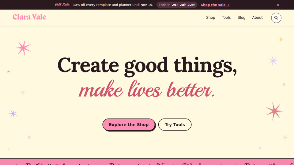Screenshot of Clara Vale Studio