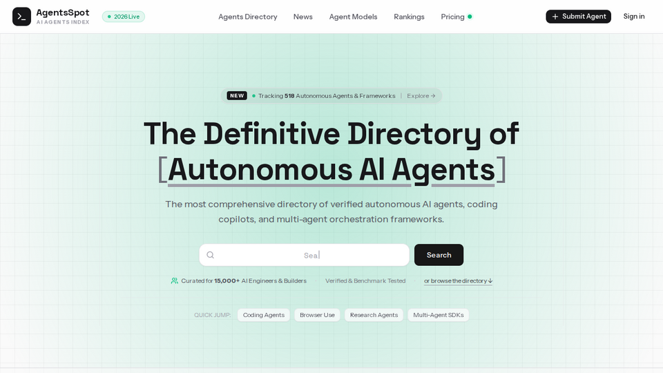 Screenshot of AgentsSpot