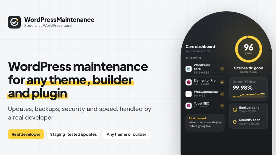 Screenshot of WordPress Maintenance