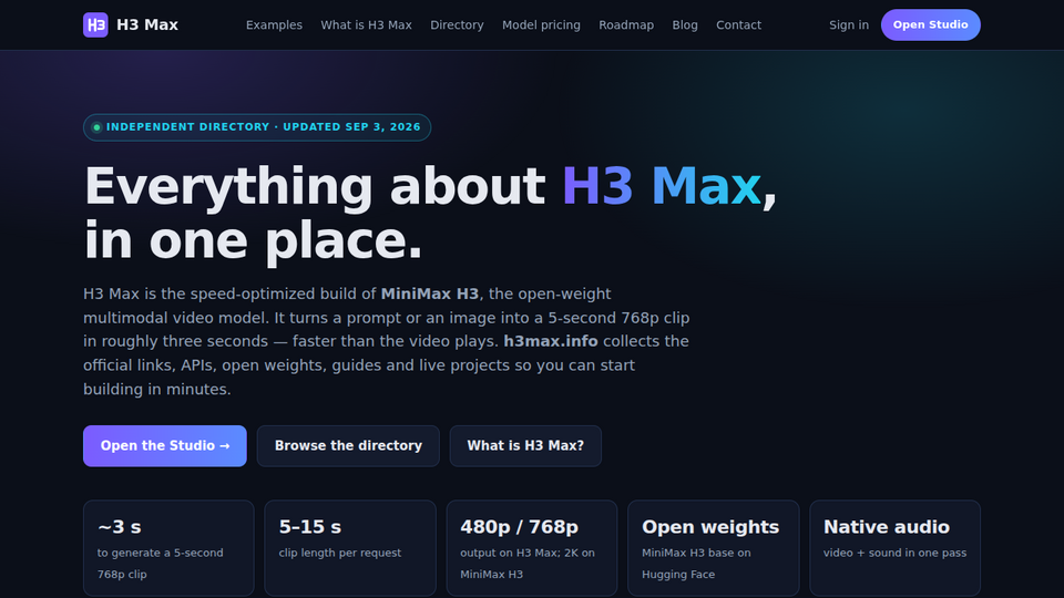 Screenshot of H3 Max Hub