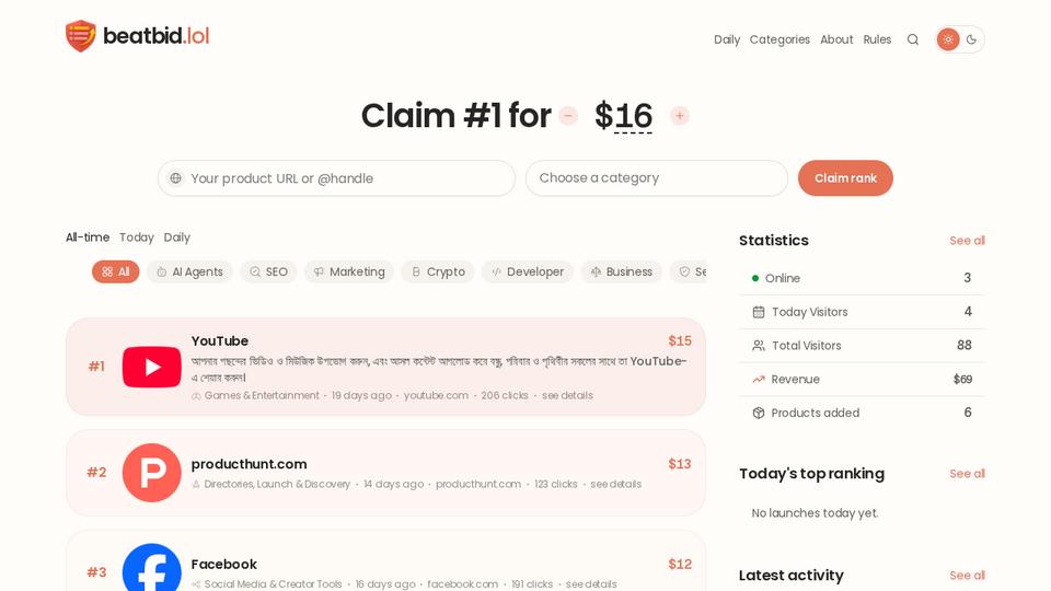 Screenshot of Beat Bid