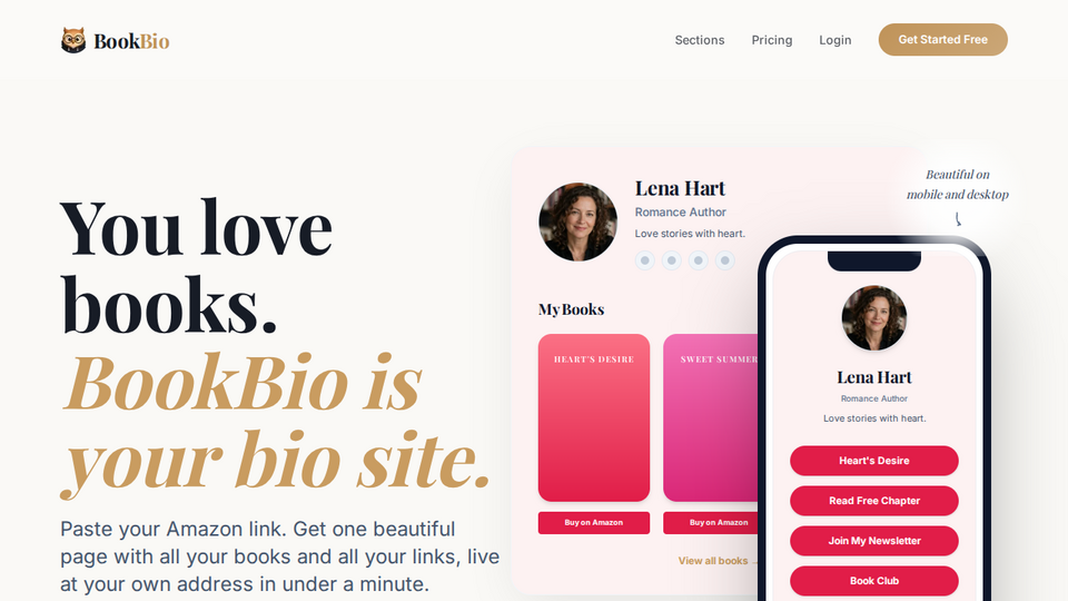 Screenshot of BookBio
