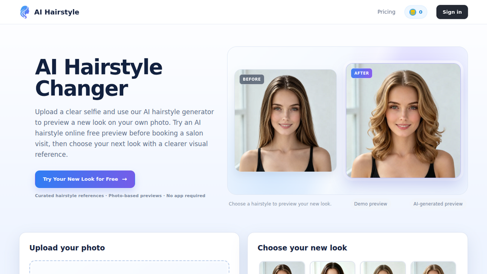 Screenshot of AI Hairstyle