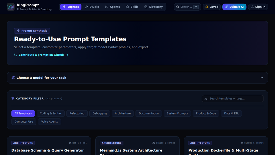 Screenshot of KingPrompt