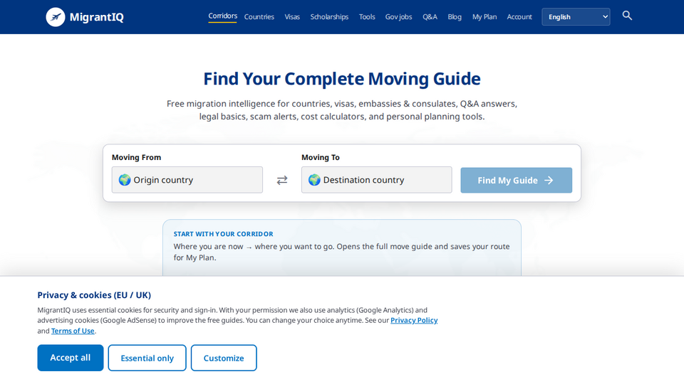 Screenshot of MigrantIQ