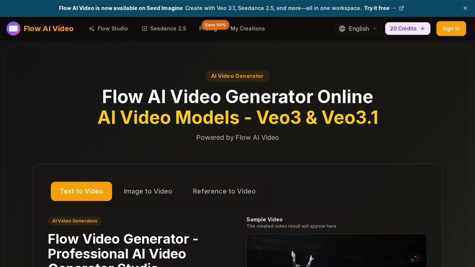 Screenshot of Flow AI Video
