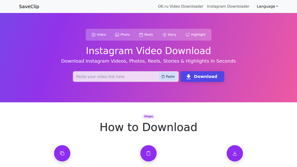 Screenshot of SaveClip