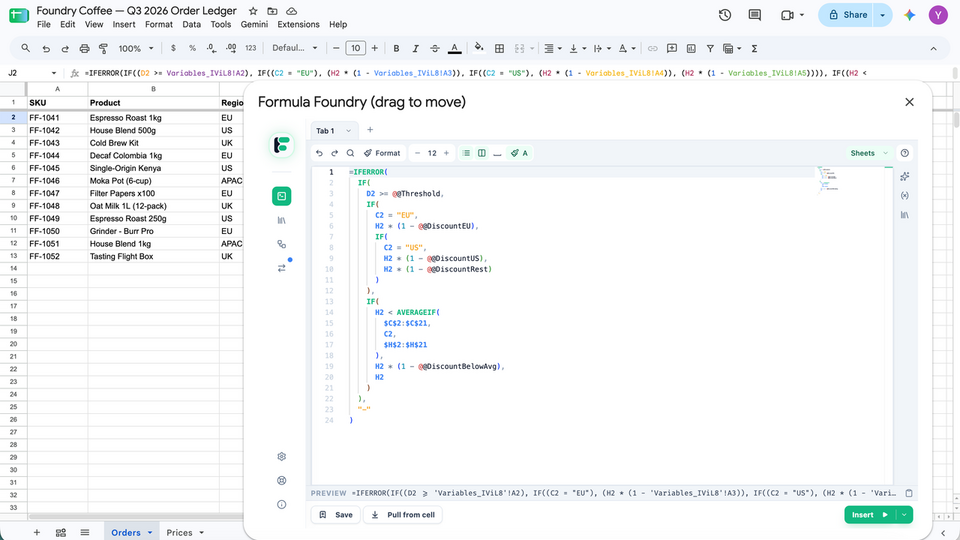 Screenshot of Formula Foundry