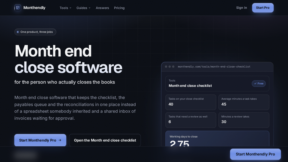 Screenshot of Monthendly