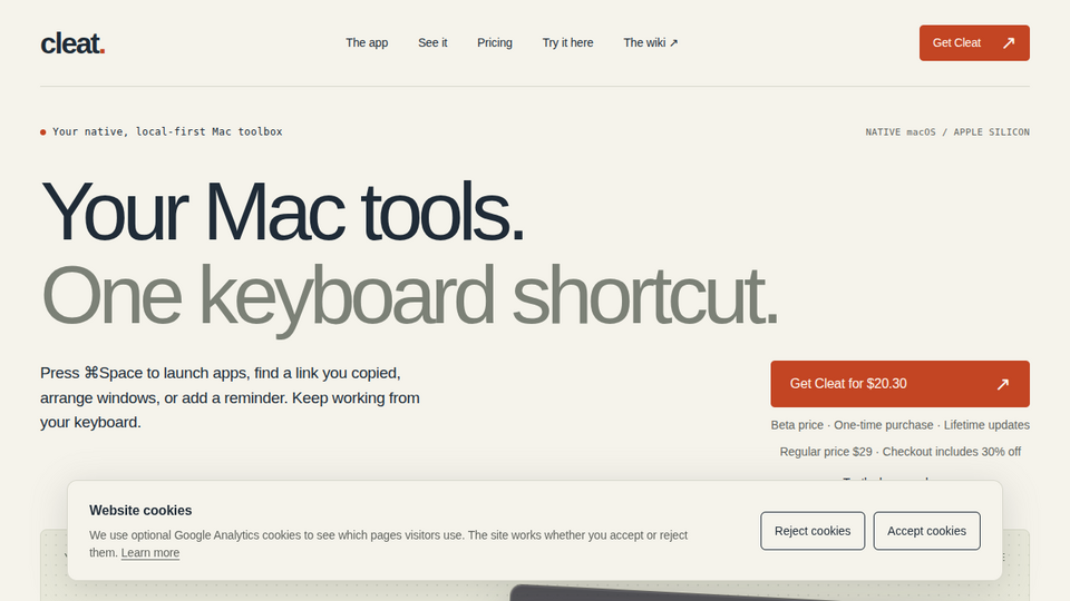 Screenshot of Cleat
