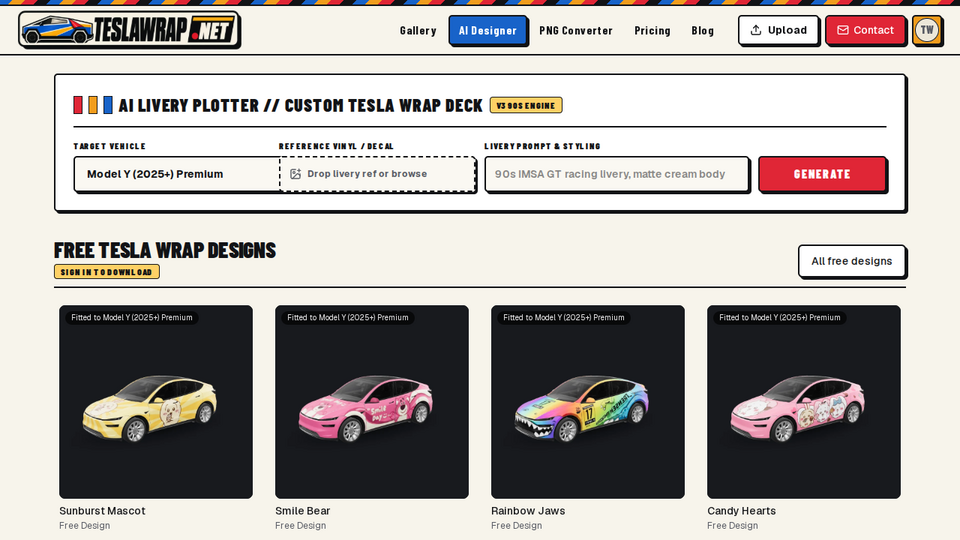 Screenshot of Tesla Wrap