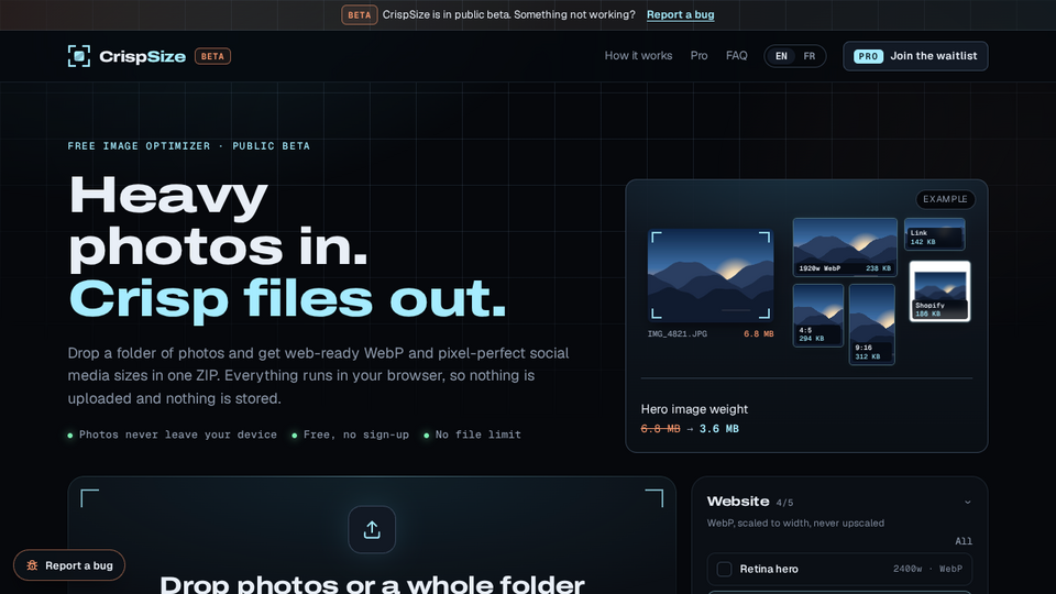 Screenshot of CrispSize