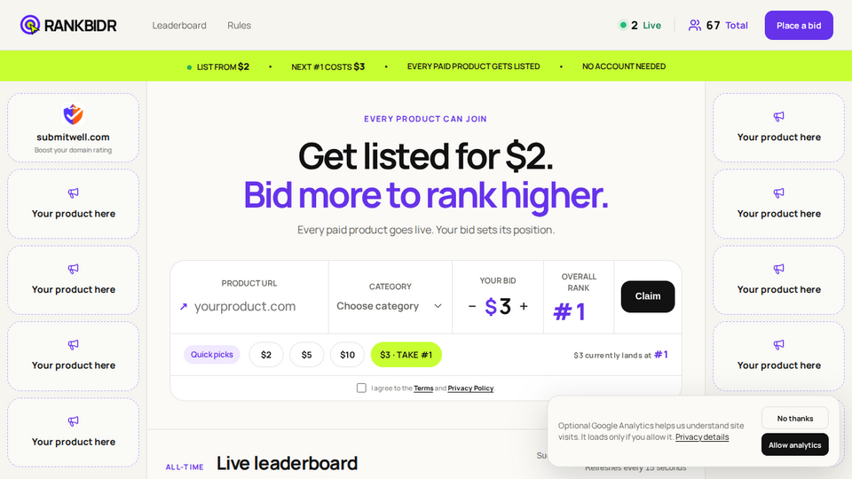 Screenshot of RankBidr