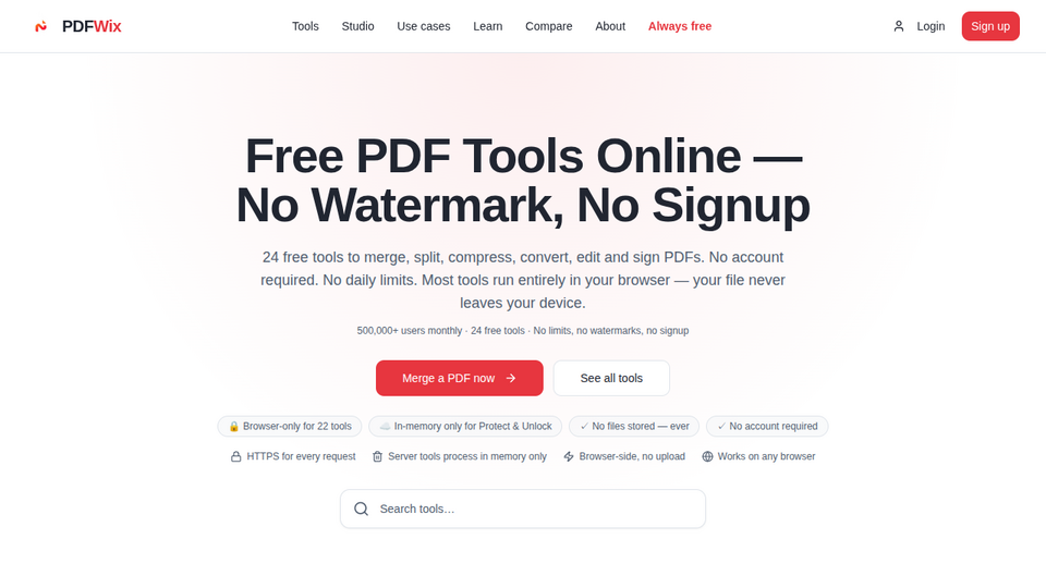 Screenshot of PDFWix