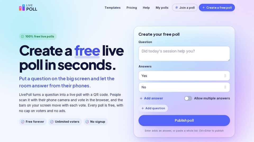 Screenshot of LivePoll