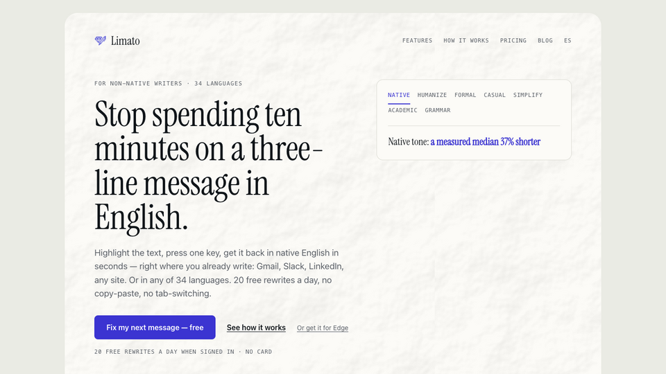 Screenshot of Limato