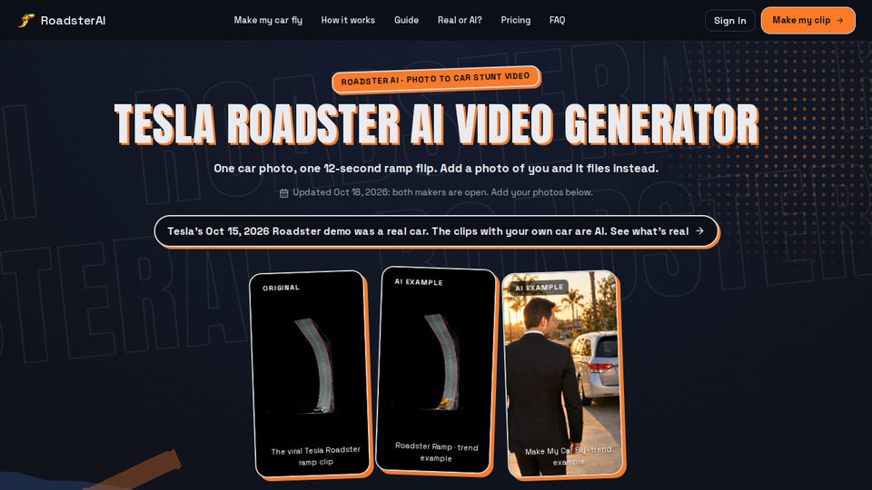 Screenshot of Roadster AI