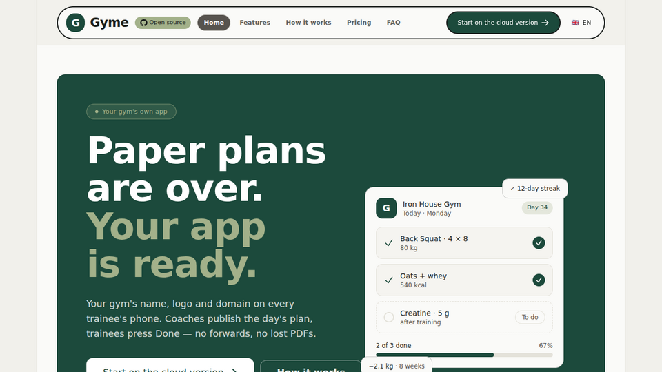 Screenshot of Gyme