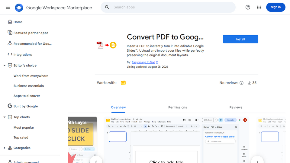 Screenshot of PDF to Google Slides