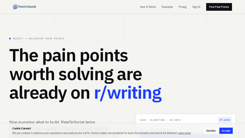 Screenshot of PainOnSocial