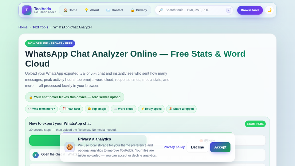 Screenshot of ToolAdda WhatsApp Chat A