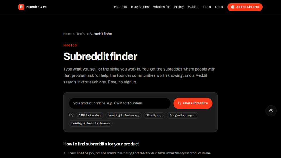 Screenshot of Subreddit Finder