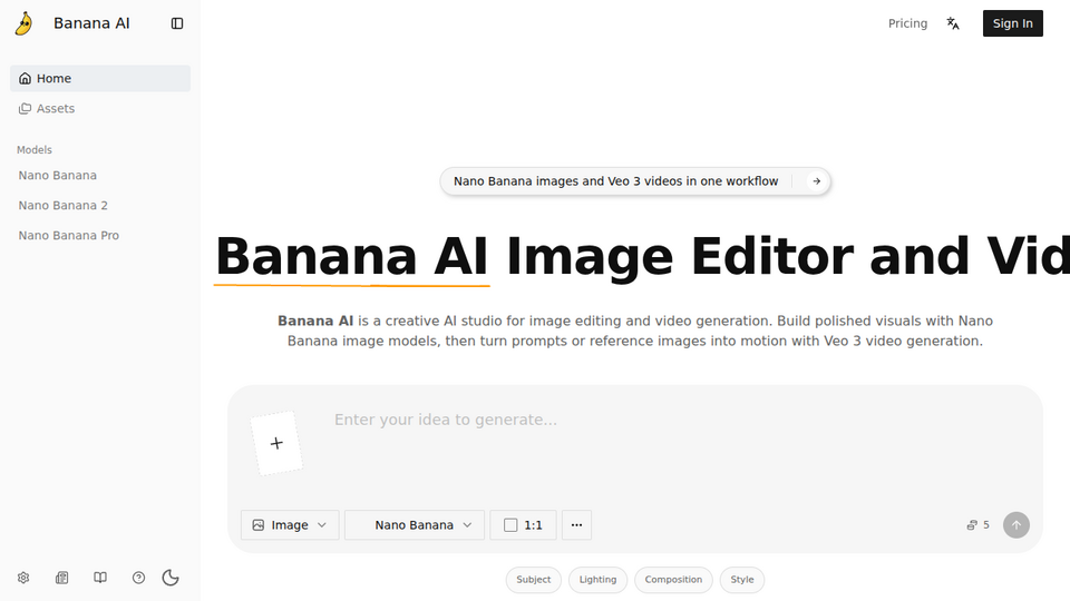 Screenshot of Banana AI