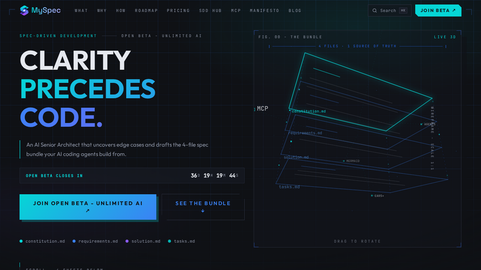 Screenshot of MySpec