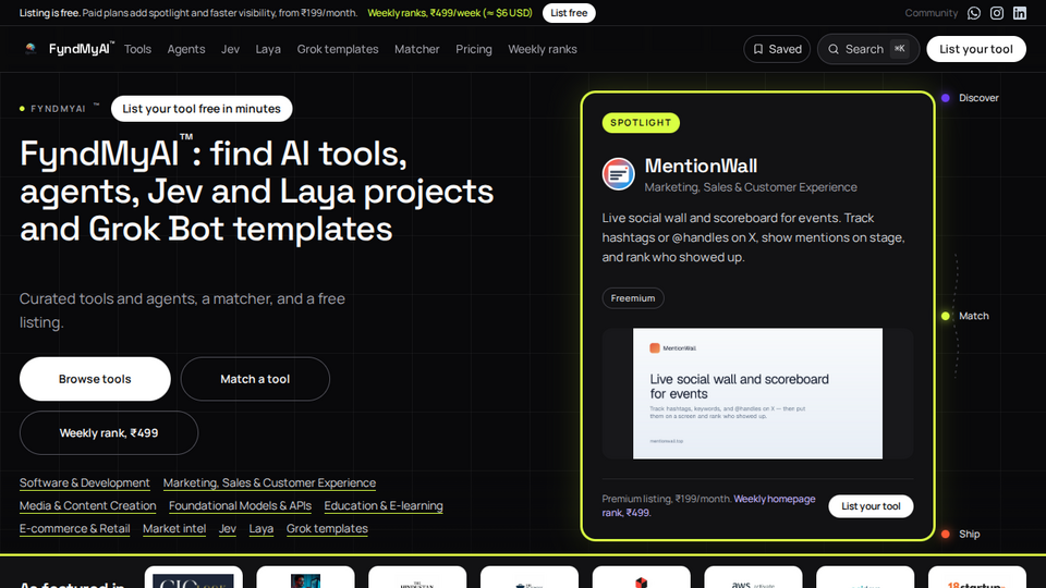 Screenshot of FyndMyAI
