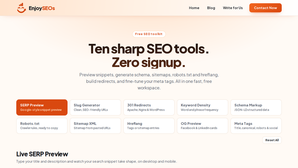 Screenshot of EnjoySEOs