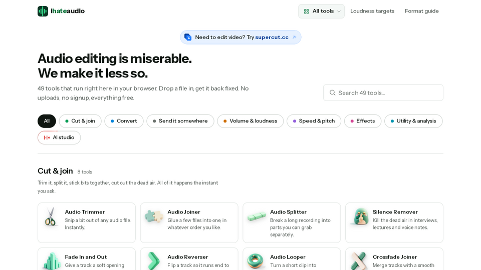 Screenshot of ihateaudio