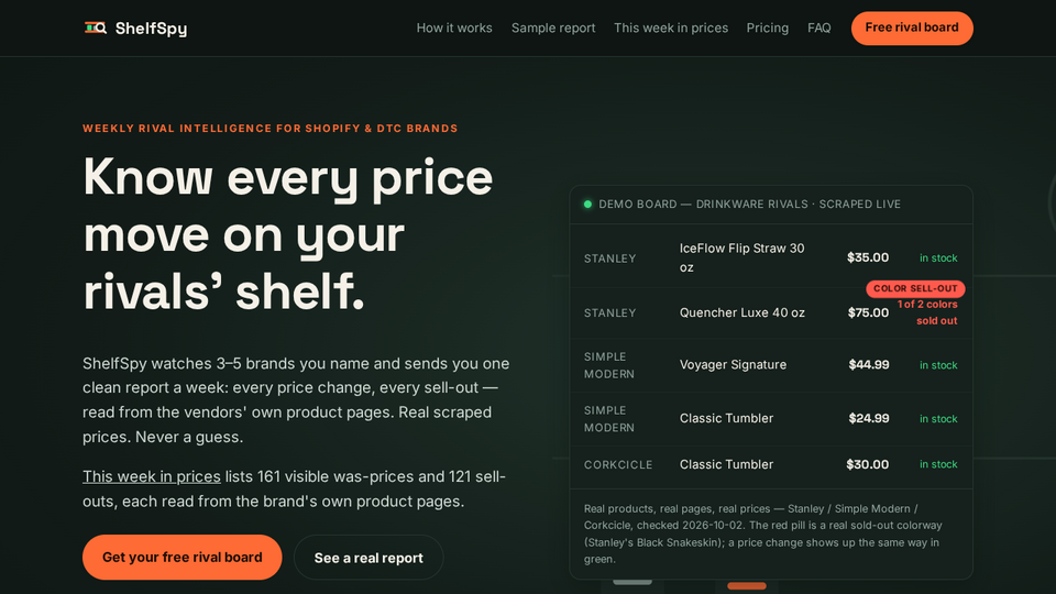 Screenshot of ShelfSpy