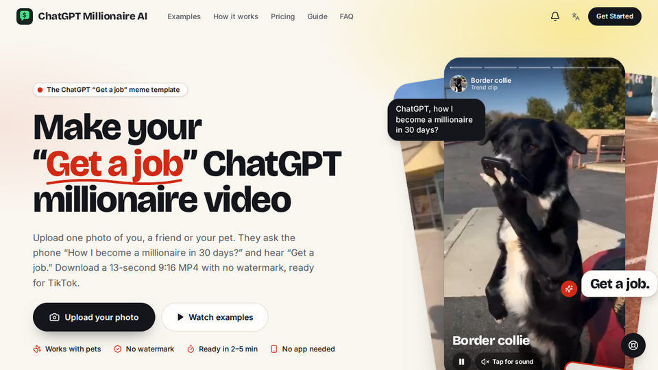 Screenshot of ChatGPT Millionaire AI