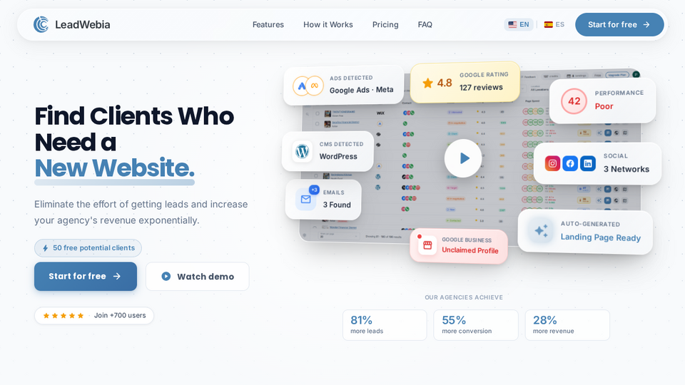 Screenshot of LeadWebia