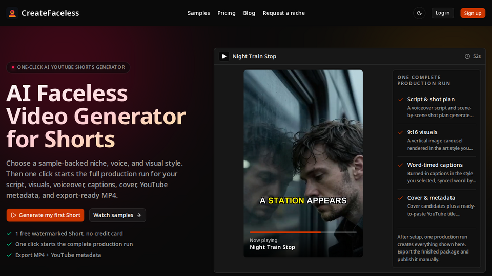 Screenshot of CreateFaceless