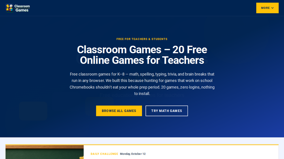 Screenshot of Classroom Games