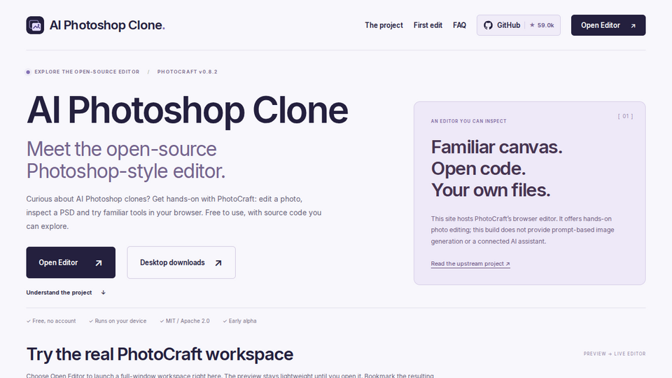 Screenshot of AI Photoshop Clone