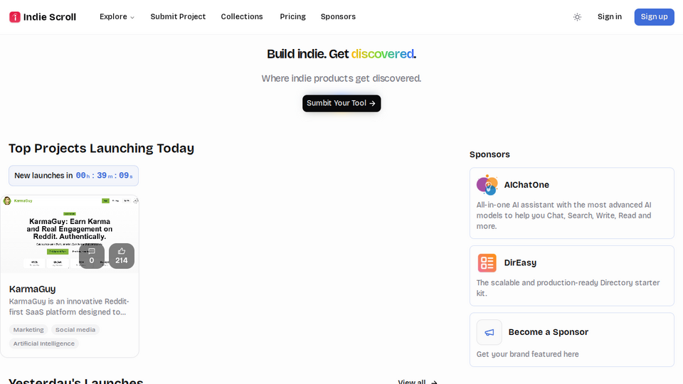 Screenshot of Indie Scroll
