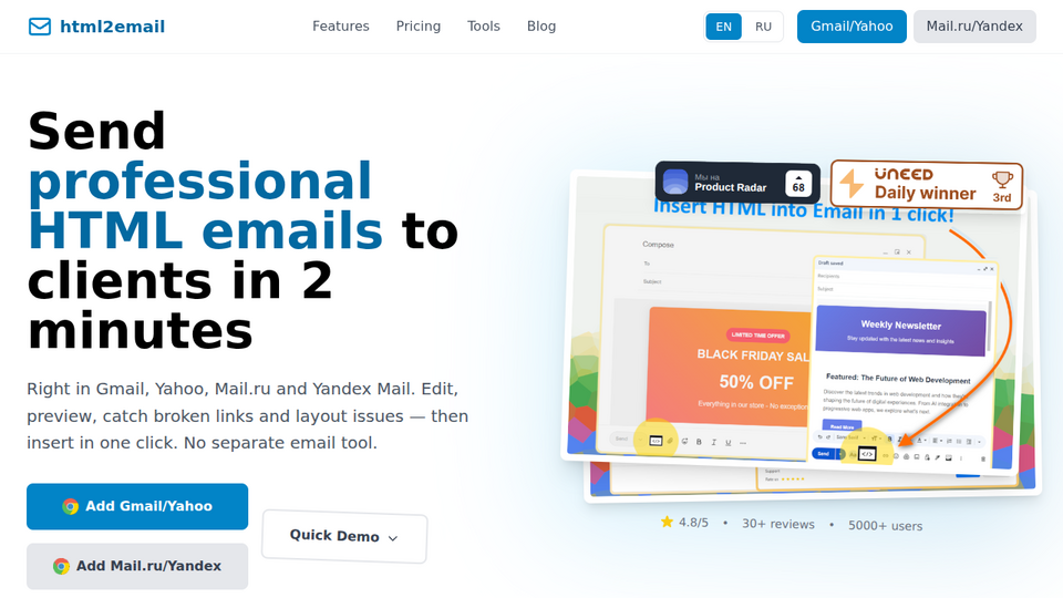 Screenshot of Send HTML Email