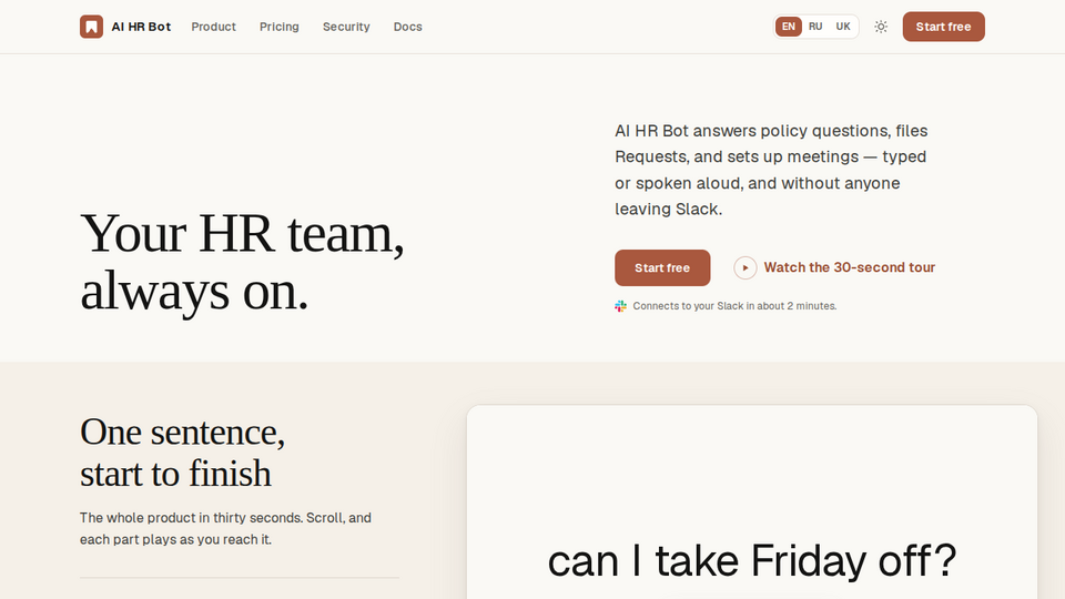 Screenshot of AI HR Bot
