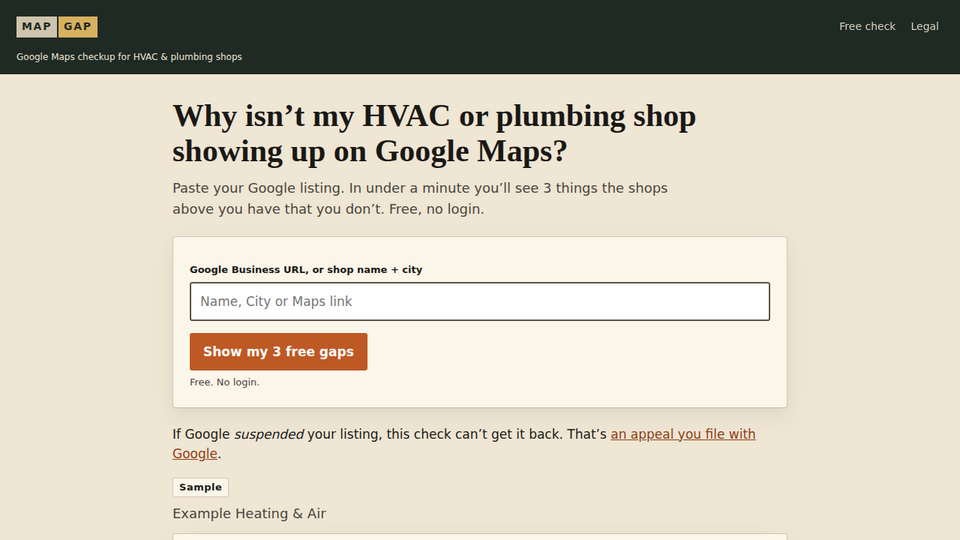 Screenshot of MapGap